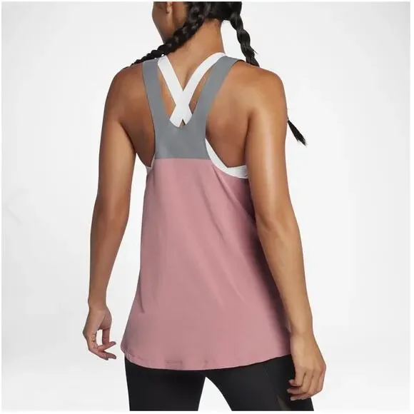 Nike Dri Fit Breathe Racerback Training Pink Gray Tank Women Size Medium NWT - Picture 4 of 13